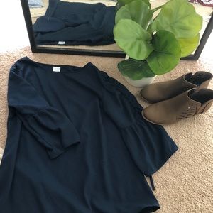 Flowy Sleeve Navy Blouse